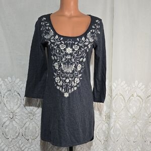 Johnny Was Jw Los Angeles Embroidered Tunic Dress Top Sz Small